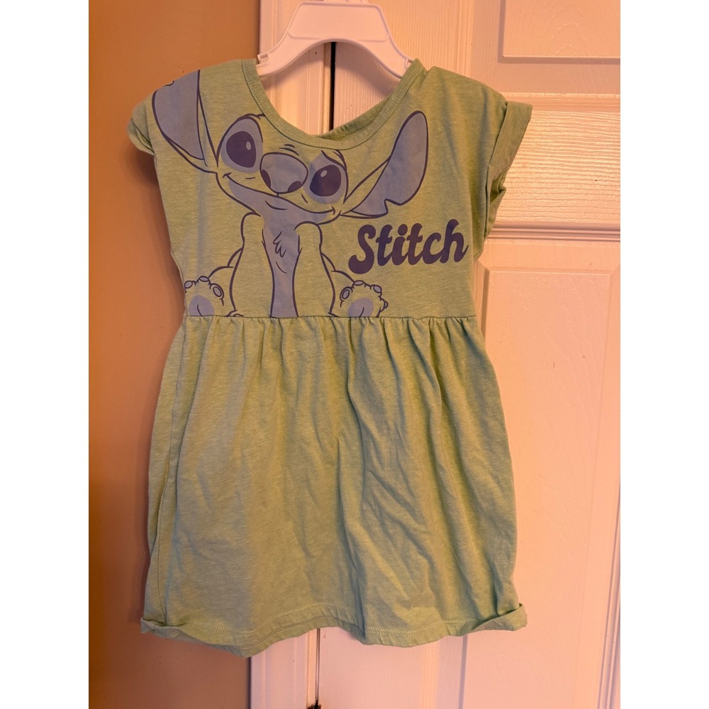 Girls green stitch dress